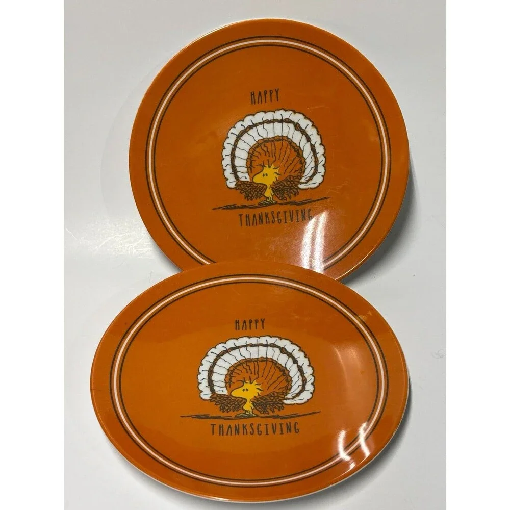Pottery Barn Kids Peanuts Thanksgiving Plates & Chargers Set 4 Woodstock Turkey